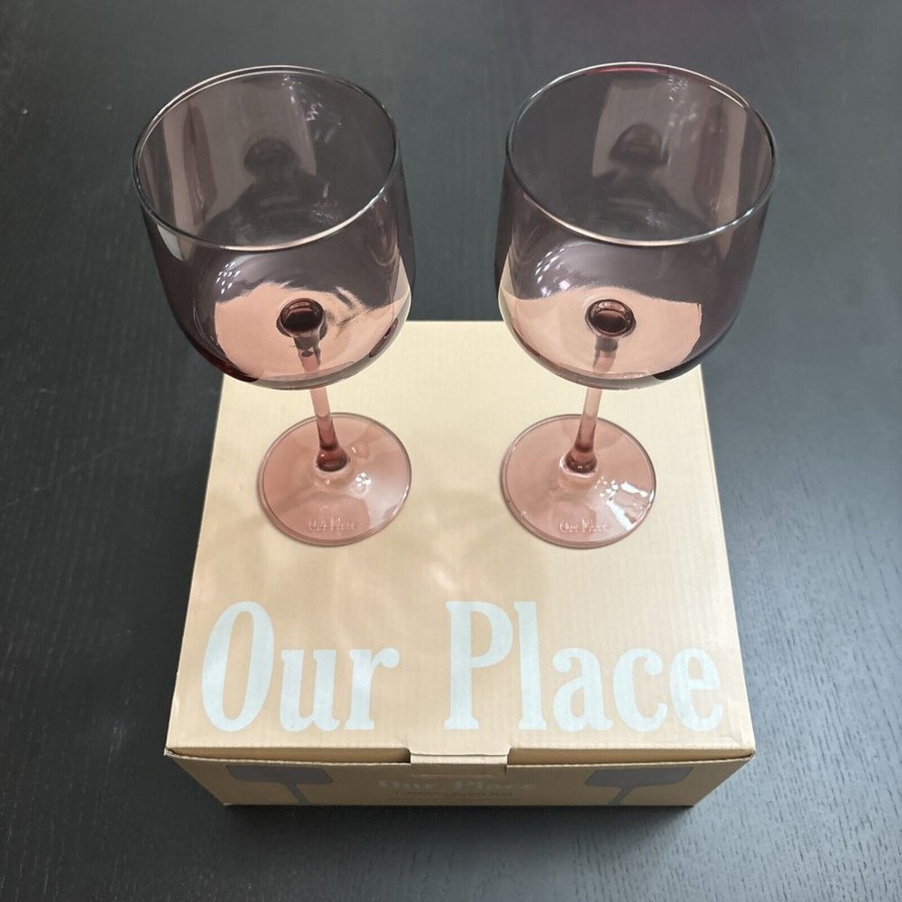 NIB Our Place Tinted Wine Glasses Solid Set Of 2 - 12 fl oz